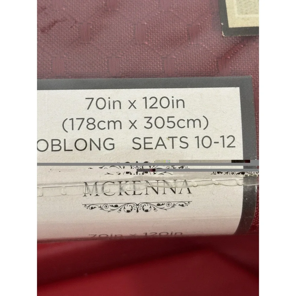 McKenna  Dark Red Oblong Tablecloth 70x120  Spill Proof Table Cover Seats 10-12
